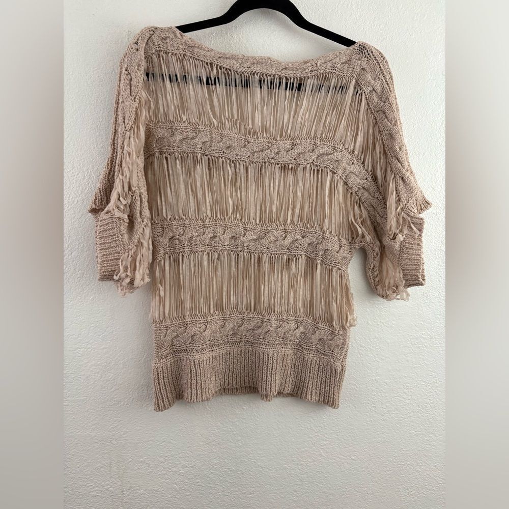 Peace Dove Open Knit Textured Sheer Dolman Sleeved wool blend Sweater size S